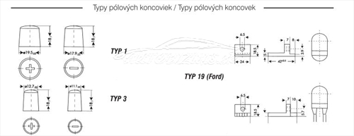 Typy pólových koncovie autobatérií Exide Excell