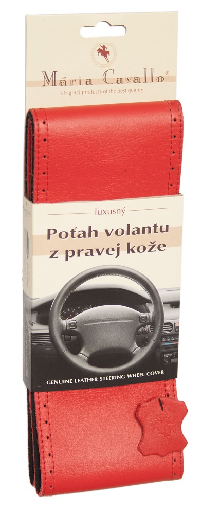 Poťah volantu z pravej kože Maria Cavallo - Červený, Vyberte veľkosť veľkosť AX