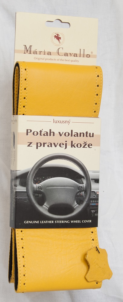 Poťah volantu z pravej kože Maria Cavallo - Žltý, Vyberte veľkosť veľkosť AX