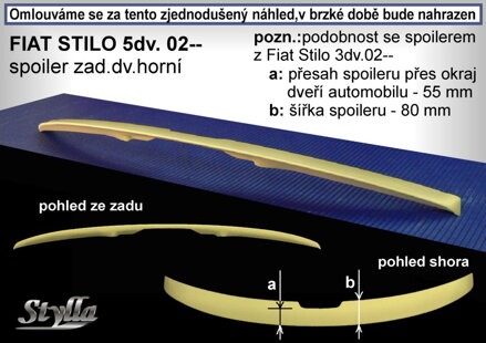 Spojler dverí horný Stylla - Fiat Stilo 5-dverí 2001-2010