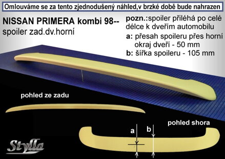 Spojler dverí horný Stylla - Nissan Primera combi 1998-2002