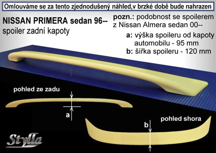 Spojler kapoty Stylla - Nissan Primera Sedan 1996-1998