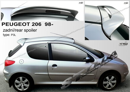 Spojler dverí horný Stylla - Peugeot 206 1998-2012 (P3L)