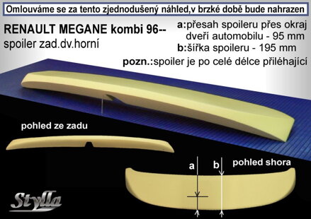 Spojler dverí horný Stylla - Renault Megane Combi 1999-2002
