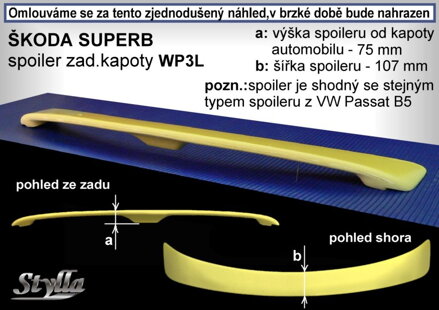 Spojler kapoty Stylla - Škoda Superb I 2002-2008 (WP3L)