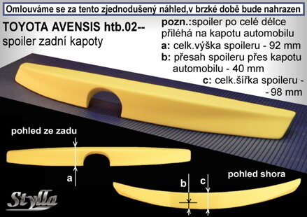 Spojler kapoty Stylla - Toyota Avensis Htb 2003-2009 (TA2L)