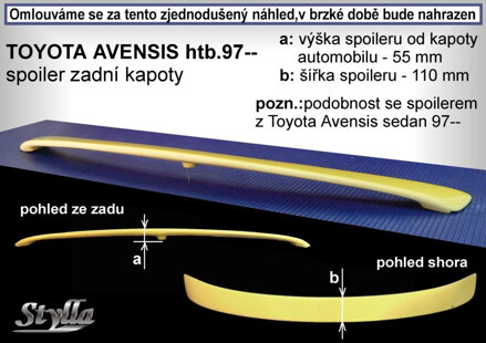 Spojler kapoty Stylla - Toyota Avensis Htb 1997-2003 (TA1L)
