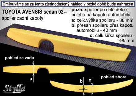Spojler kapoty Stylla - Toyota Avensis Sedan 2003-2009 (TA2L)