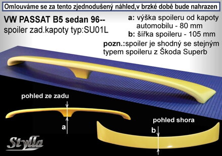 Spojler kapoty Stylla - VW Passat B5 Sedan 1996-2005(SU01L)