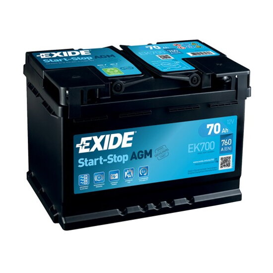 Autobatéria Exide AGM 12V 70Ah 760A - EK700