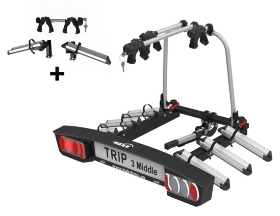 Nosič 4 bicyklov na ťažné zariadenie Hakr Trip 3 Middle + adaptér HV1160