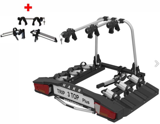 Nosič 4 bicyklov na ťažné zariadenie Hakr Trip 3 Top Plus + adapter