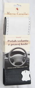 Poťah volantu z pravej kože Maria Cavallo - Bielo-čierny